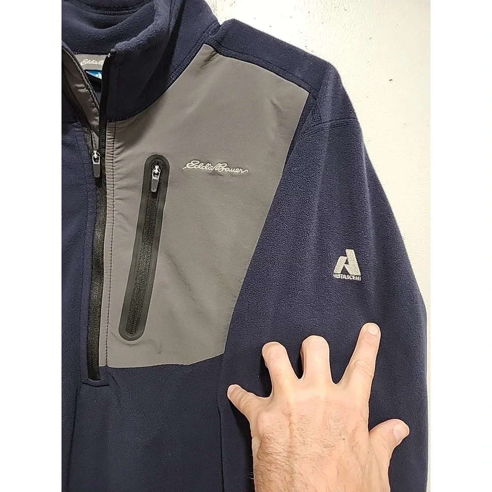 Eddie Bauer‎ Men's Cloud Layer Pro 1/4-Zip Pullover Hunter Blue/Charcoal Grey XL